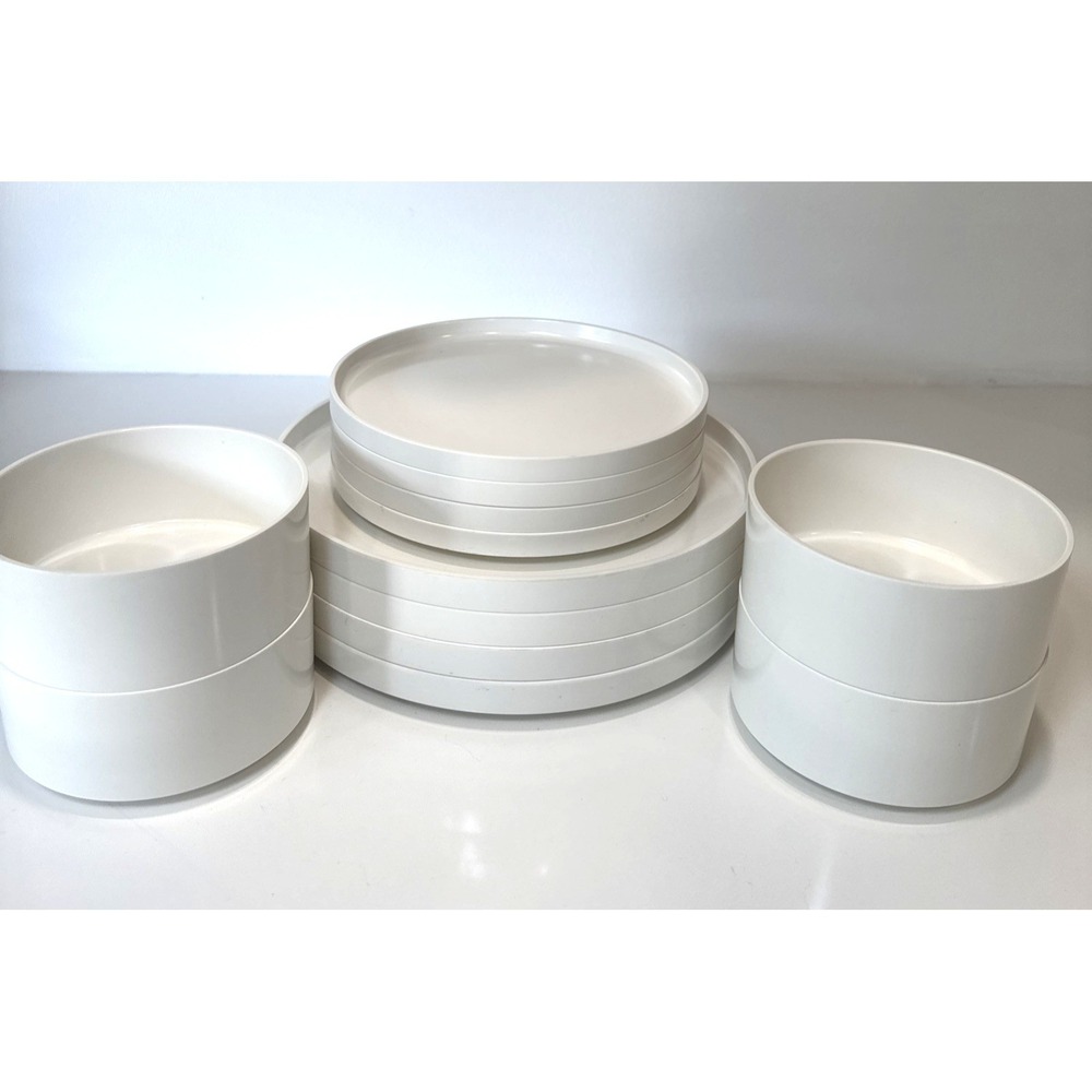 Heller Ware Massimo Vignelli Italy Dinner Salad Plates Bowls Melamine VTG Set 12